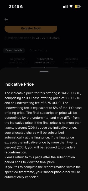 Bybit 也能打新 SpaceX在菜单里面找到/搜索 IPO Express 即可但是有个注意点 承销商会收取 5% 的费用而如果最终销售价格低于 170（20%）的话，就直接确认了，如果高于这个价格的话就需要去界面上二次确认
