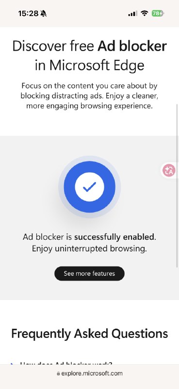 很不甘心，但 Edge 有插件我理想中 iOS 上的浏览器：1. 支持插件，可以安装例如沉浸翻译2. 支持数据互通，但可以工作个人隔离3. Chrome 生态，无需多说第一点其实 Safari 和 Edge 可以做到第二点 Chrome、Safari、Brave 等都可以实现，但我不想在公司电脑上登录 iCloud 账号；但如果想要桌面端查看移动端的打开 Tab 并且直接关闭的话，似乎只有 Safari 可以做到第三点决定了我的最佳选择是 Edge，真不甘心啊，原生 Chrome 配合 Gemini in Chrome 已经用的很舒服了