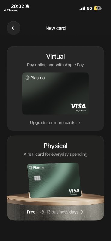 Plasma One 有实体卡了发现收到了邮件，说可以开通实体卡 8-10 个工作日寄到，看到寄件地址可以选 China 不过不敢作死了Plasma 可以算是 Etherfi 之外最容易开的卡了吧？#PlasmaOne #实体卡 #海外开卡 #EtherfiPlasma One 有实体卡了发现收到了邮件，说可以开通实体卡 8-10 个工作日寄到，看到寄件地址可以选 China 不过不敢作死了Plasma 可以算是 Etherfi 之外最容易开的卡了吧？#PlasmaOne #实体卡 #海外开卡 #Etherfi